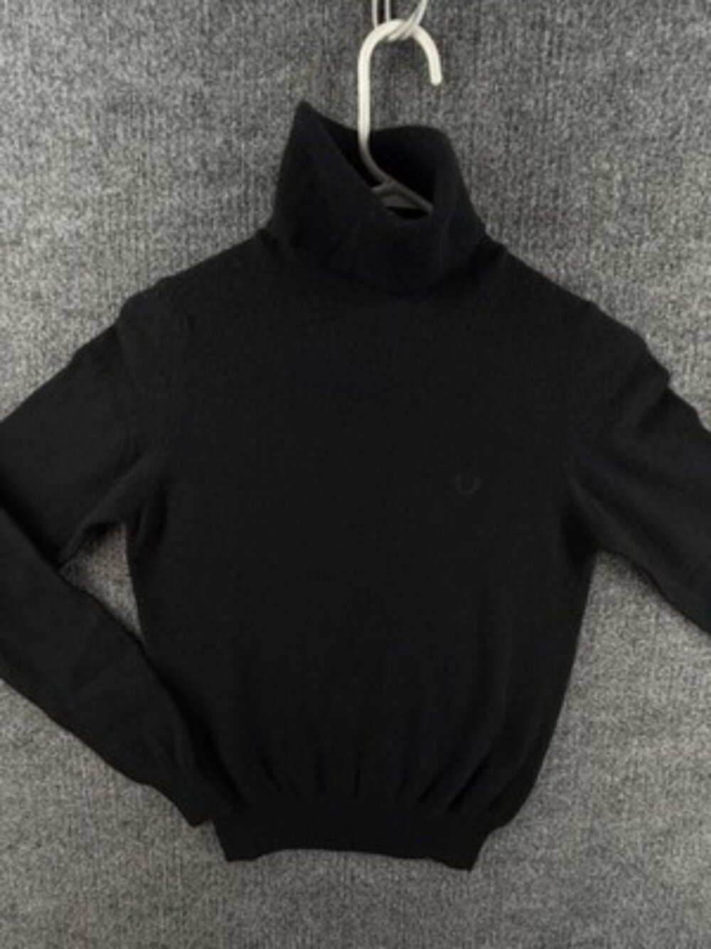 Fred Perry Turtleneck Women Pullover Black Small Sweater Solid Designer Knit